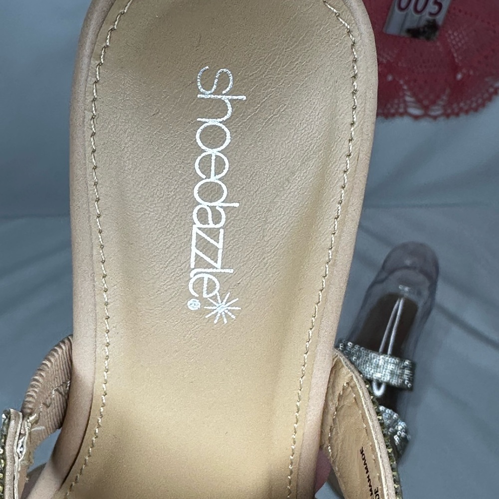 NW/OT ShoeDazzle Slide Sandals with Silver Crystal Straps Size 5.5 - Picture 7 of 10